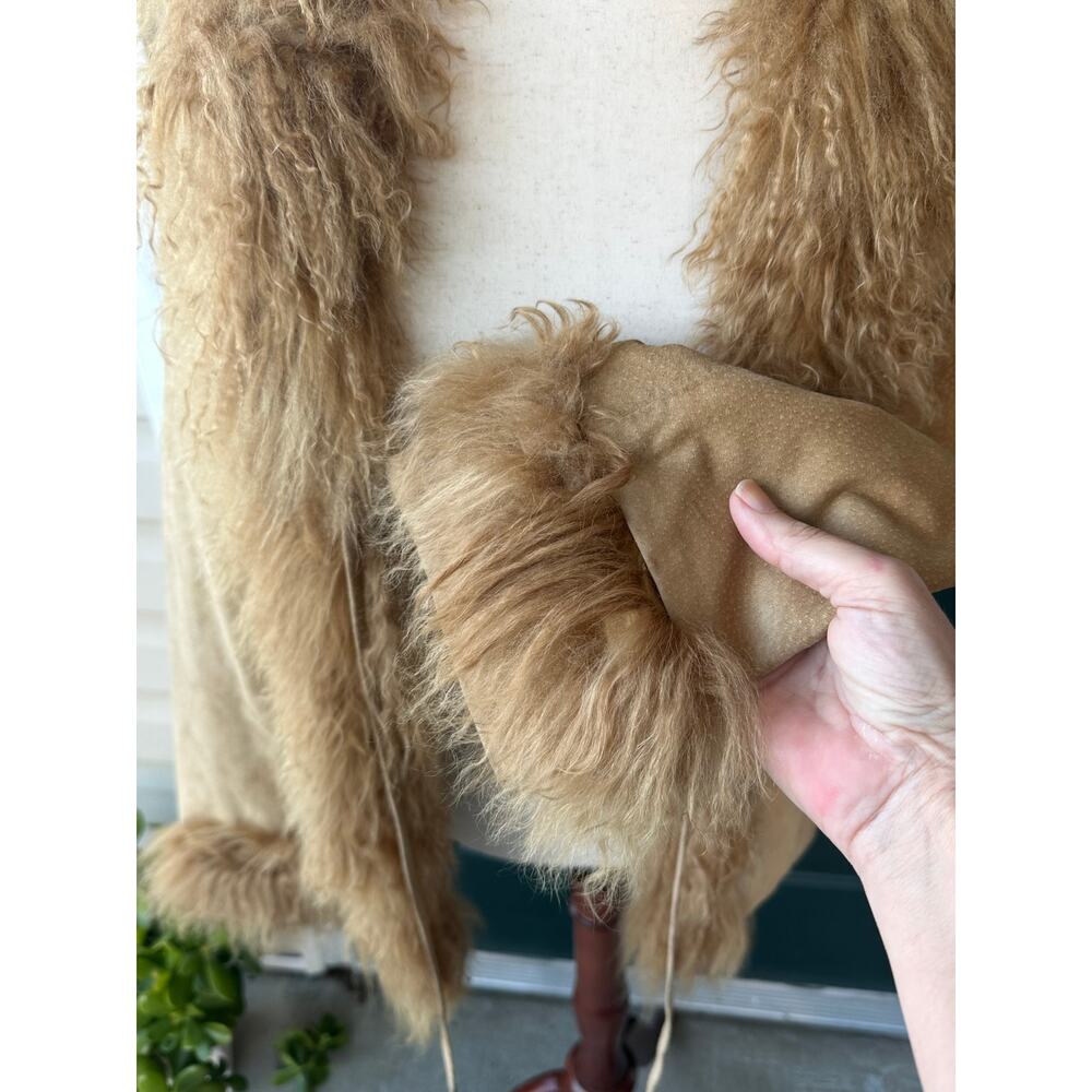 Vintage Penny Lane Suede Mongolian Fur Coat Metropolitan NY M Almost Famous Boho - Picture 5 of 11